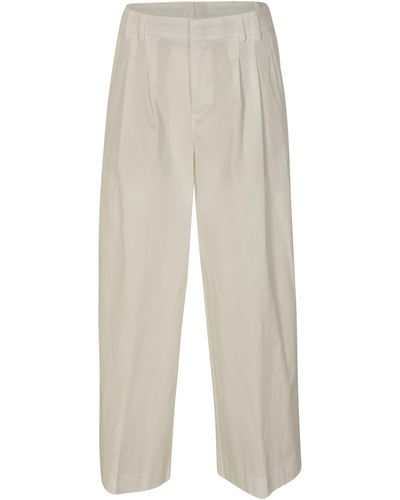 Closed Wide Straight Leg Trousers - White