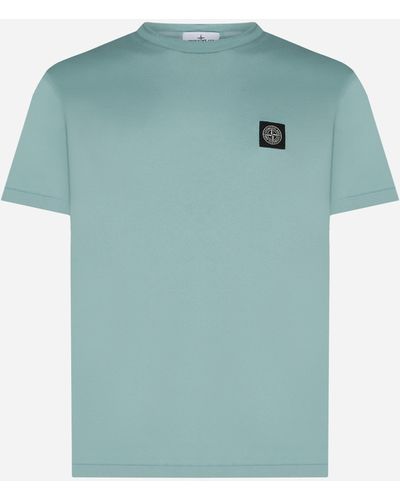 Stone Island Logo-patch Cotton T-shirt - Blue