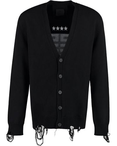 Givenchy Intarsia Detail Cotton Cardigan - Black