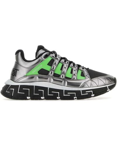 Versace Fabric And Leather Trigreca Trainers - Green