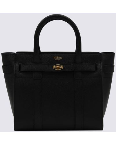 Mulberry Leather Tote Bag - Black