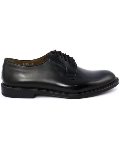 Doucal's Semi-Glossy Leather Derby Shoes - Black
