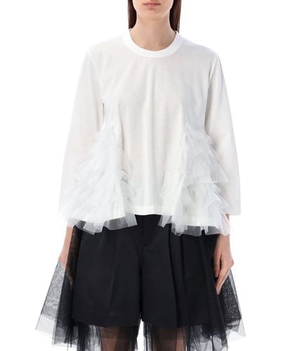 Noir Kei Ninomiya Tulle Insert T-Shirt - White