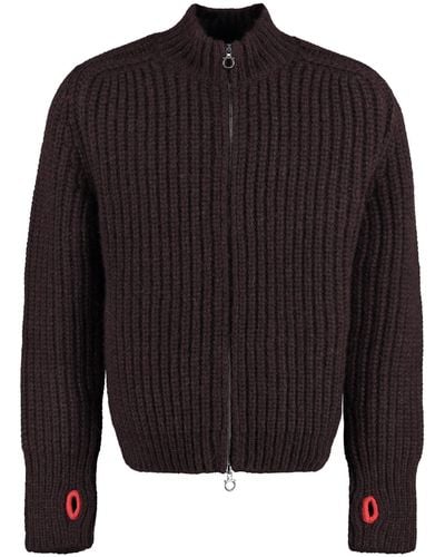 Ferragamo High Collar Zipped Cardigan - Black