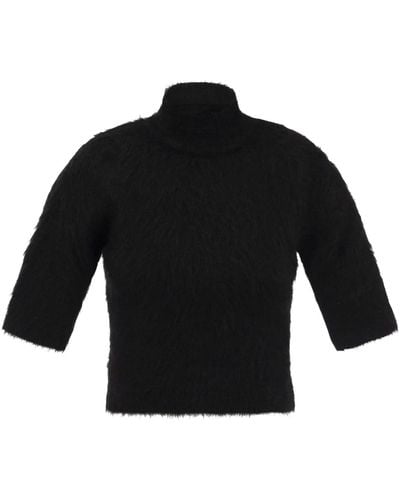 Sportmax Cropped Mohair Sweater - Black