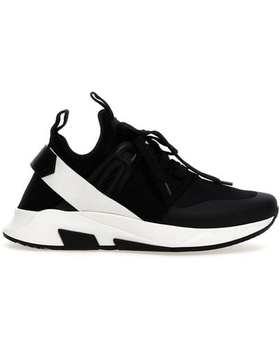 Tom Ford Jago Logo-patch Leather And Shell Low-top Trainers - Black