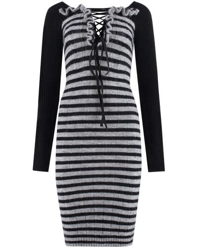 Philosophy Di Lorenzo Serafini Knitted Striped Dress - Black