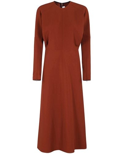 Victoria Beckham Long Sleeve Dolman Midi Dress - Red