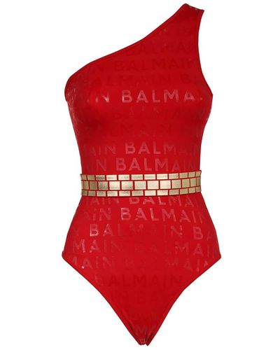 Balmain Printed One-Piece Swimsuit - Red