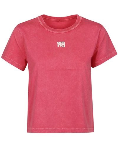 T By Alexander Wang Puff Logo Bound Neck Essential Shrunk T-Shirt - Pink