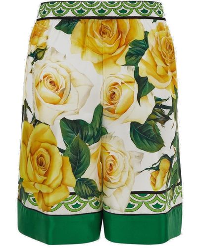 Dolce & Gabbana Floral Printed Shorts - Green