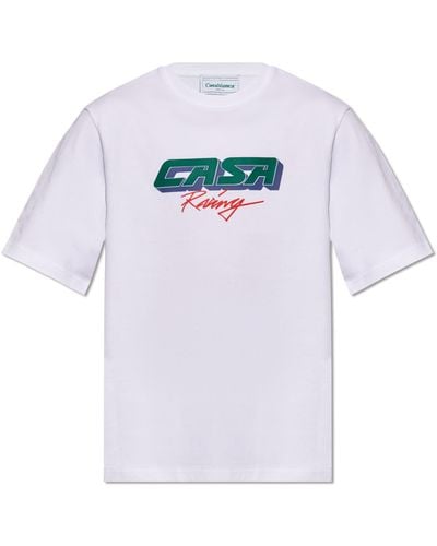 Casablancabrand Casa Racing Brand-print Organic Cotton-jersey T-shirt - White