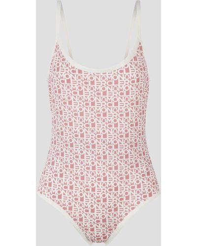 Moncler Logo Print Swimsuit - Pink