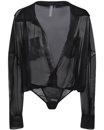 Norma Kamali Super Os Bf Nk Shirt-Bodysuit - Black