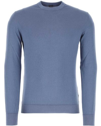 Fedeli Powder Cotton Sweater - Blue
