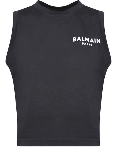Balmain And Top With Logo Detail - Black