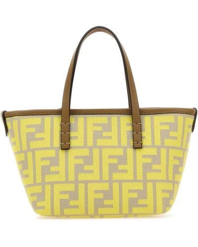 Fendi Embroidered Fabric Mini Roll Handbag - Yellow