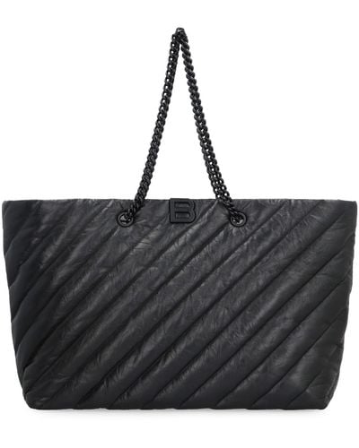 Balenciaga Carry All Crush Leather Tote - Black
