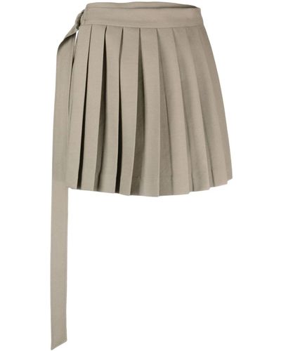 Ami Paris Taupe Grey Virgin Wool Skirt - White