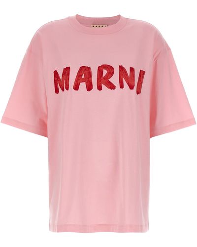 Marni Logo Print T-Shirt - Pink