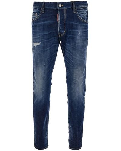 DSquared² 'Skater' Fitted Jeans With Logo Patch - Blue