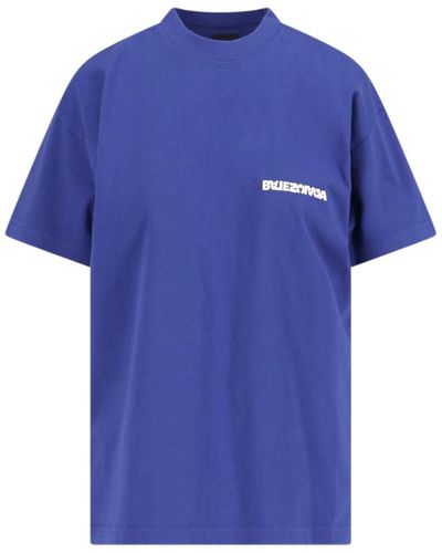 Balenciaga Logo Detail T-shirt - Blue
