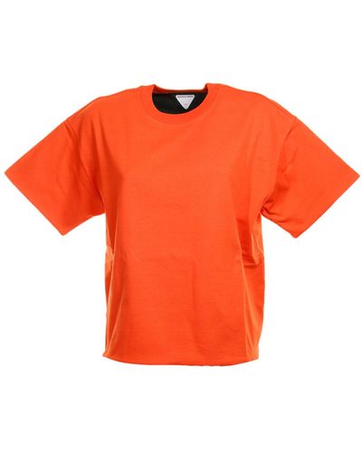 Bottega Veneta Orange Crew Neck T-shirt In Cotton