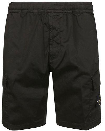 Stone Island Compass-Badge Knee-Length Cargo Shorts - Black