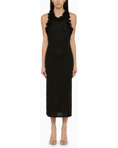 Zimmermann Viscose Midi Dress With Ruffles - Black