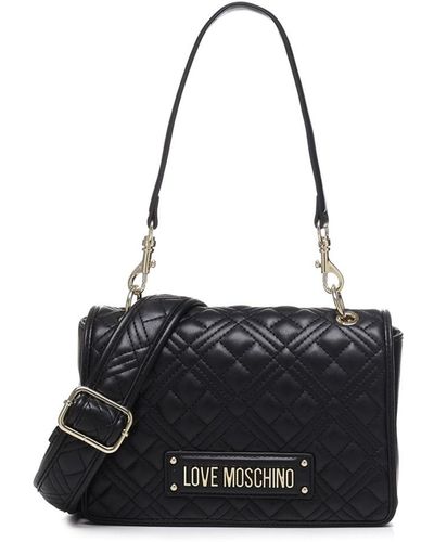 Moschino Shoulder Bag With Quilted Logo - Black