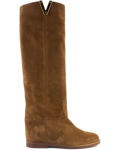 Via Roma 15 Brown Suede Knee-length Boots