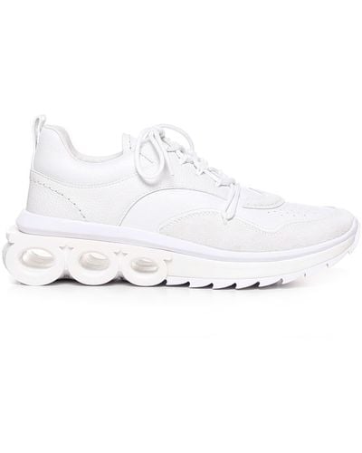 Ferragamo Sneakers With Gancini Plaque - White