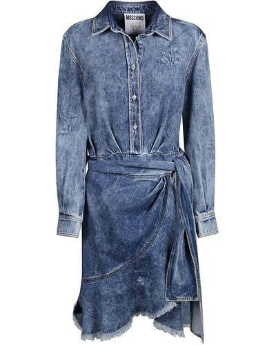 Moschino Denim Button-Up Asymmetric Dress - Blue