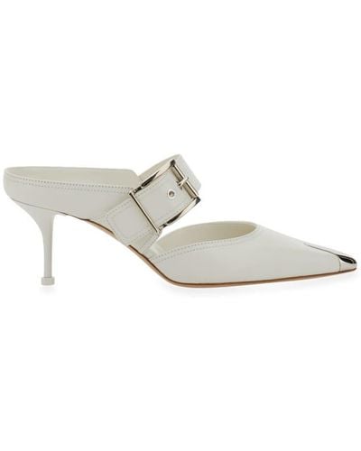 Alexander McQueen Punk Sandal With Buckle - White