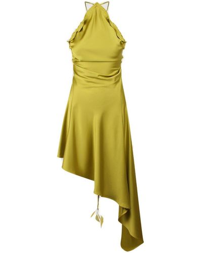 The Attico Ruched Open Back Midi Dress - Yellow