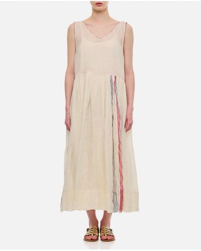 Péro Cotton Printed Midi Dress - Natural