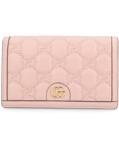 Gucci Gg Matelassé Chain Wallet - Pink