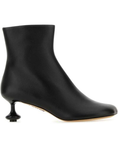 Loewe Toy Sculpted-heel Leather Ankle Boots - Black