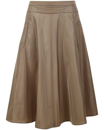Aspesi Rear Zip Flared Plain Skirt - Brown