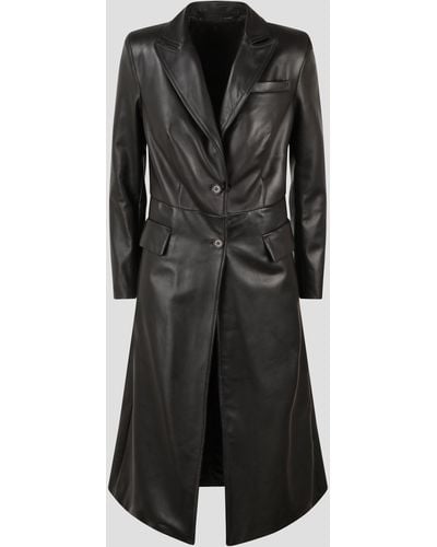 Salvatore Santoro Nappa Leather Long Coat - Black