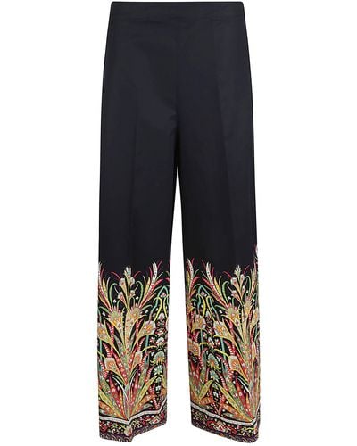 Etro Bottom Printed Straight Trousers - Blue