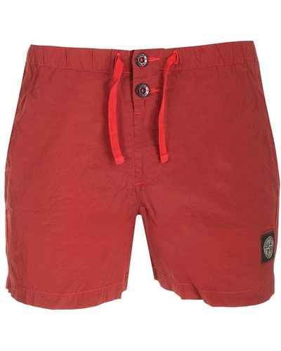 Stone Island Compass Patch Swim Shorts - Red