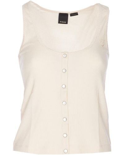Pinko Tank Top With Nacre Buttons - White