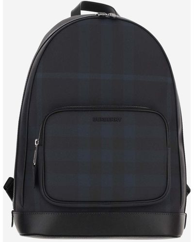 Burberry Technical Fabric Backpack With Check Pattern - Black