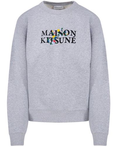 Maison Kitsuné Logo Printed Crewneck Sweatshirt - Gray