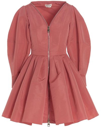 Alexander McQueen Polyfaille Zipped Dress - Pink
