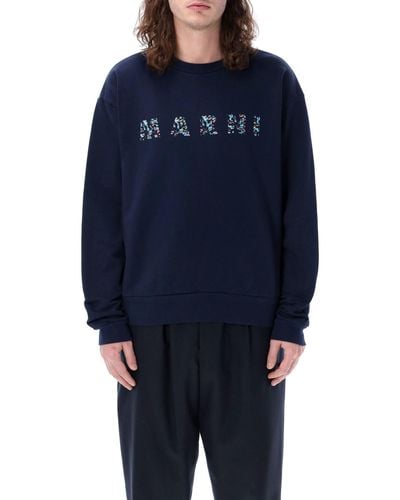 Marni Logo Flowers Sweater - Blue