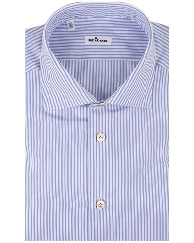 Kiton Light And Striped Classic Shirt - Blue