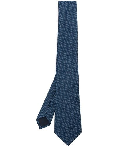 Giorgio Armani Patterned-jacquard Silk-blend Tie - Blue