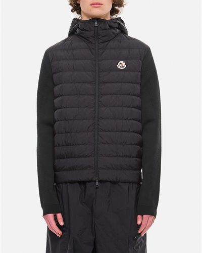 Moncler Down Jacket With Knit Sleeves - Blue